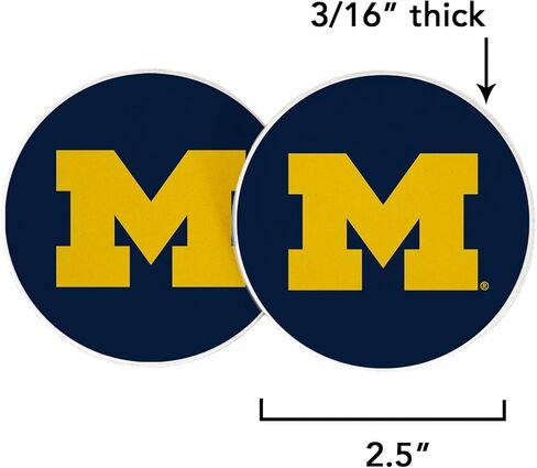 Desert Cactus University of Michigan Car Accessories UM Wolverines Absorbent Sandstone Cup Coasters Licensed Product Set of 2 (Design A) in Saudi Arabia