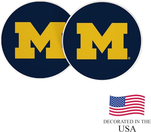 Desert Cactus University of Michigan Car Accessories UM Wolverines Absorbent Sandstone Cup Coasters Licensed Product Set of 2 (Design A) in Saudi Arabia