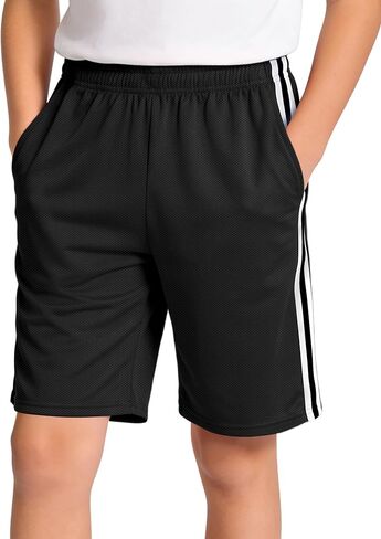 JOCMIC Boys Athletic Shorts Quick Dry Mesh Basketball Short No Pockets for Kids Soccer Running Gym Black 13-14 Years in Kuwait
