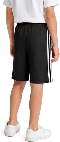 JOCMIC Boys Athletic Shorts Quick Dry Mesh Basketball Short No Pockets for Kids Soccer Running Gym Black 13-14 Years in Kuwait