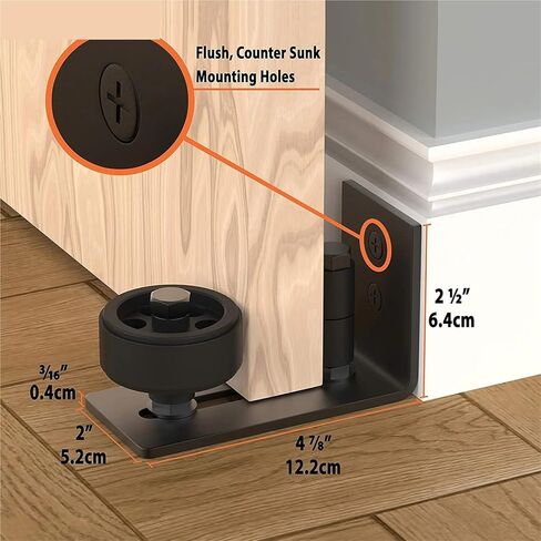 أسود باب الحظيرة دليل الطابق انزلاق الباب الشرائح القضبان 8 خيارات الإعداد DIY بها بنفسك باب الحظيرة قابل للتعديل الطابق دليل الأسطوانة in Kuwait