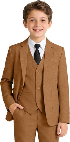 Boys Lightweight Suit 5 Pieces Casual Kids Lightweight Tuxedo for Boy Wedding Outfit Blazer Vest and Pants Set with Shirt Tie in Kuwait