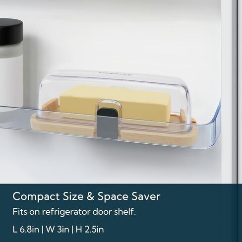 طبق زبدة محكم الغلق من الخيزران بيد واحدة من كيتشنداو مع غطاء للسطح ورف باب الثلاجة، حامل زبدة مع ضغطة واحدة لفتح/إغلاق مشبك الإغلاق لزبدة الساحل الغربي/الشرقي in Kuwait