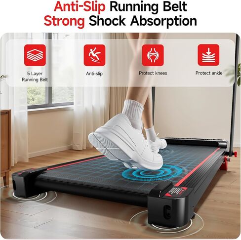 جهاز مشي RHYTHM FUN مزود بميل، وسادة مشي مع شريط مقبض، وسادة مشي بوزن 300 رطل مع تطبيق، أجهزة مشي محمولة قابلة للطي للمنزل/المكتب مع ضوضاء منخفضة in Kuwait