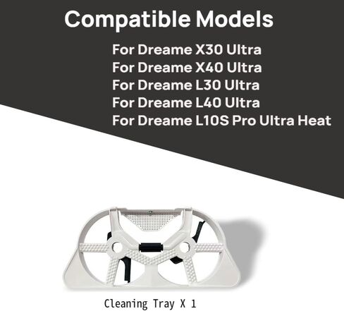 صينية تنظيف قاعدة المكنسة الكهربائية الروبوتية متوافقة مع أجزاء صينية Dreame X30 Ultra/ X40 Ultra/ L30 Ultra/L40 Ultra/L10S Pro Ultra Heat Tray. صينية تنظيف ممسحة، بيضاء in Kuwait