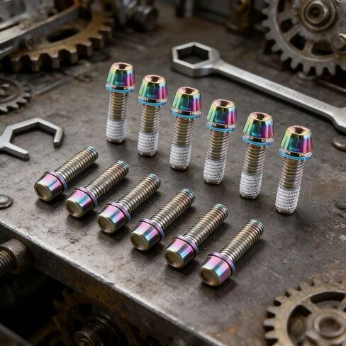 12pcs Colorful Titanium-Plated Bicycle Handlebar Screws - Lightweight Stainless Steel Stem Riser Bolts in Saudi Arabia