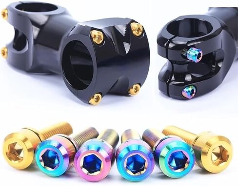 12pcs Colorful Titanium-Plated Bicycle Handlebar Screws - Lightweight Stainless Steel Stem Riser Bolts in Saudi Arabia