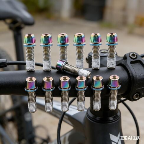 12pcs Colorful Titanium-Plated Bicycle Handlebar Screws - Lightweight Stainless Steel Stem Riser Bolts in Saudi Arabia