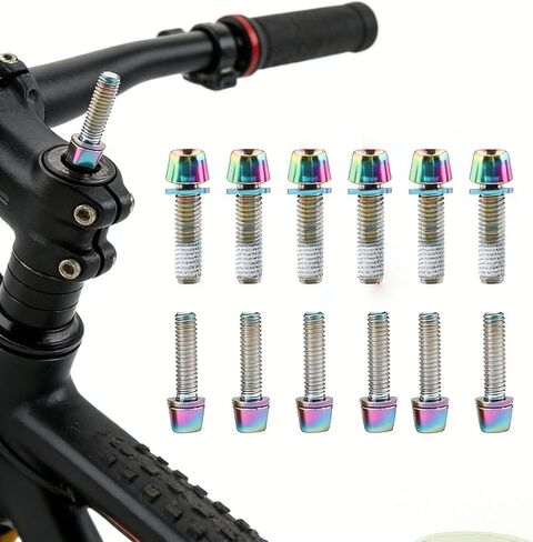 12pcs Colorful Titanium-Plated Bicycle Handlebar Screws - Lightweight Stainless Steel Stem Riser Bolts in Saudi Arabia