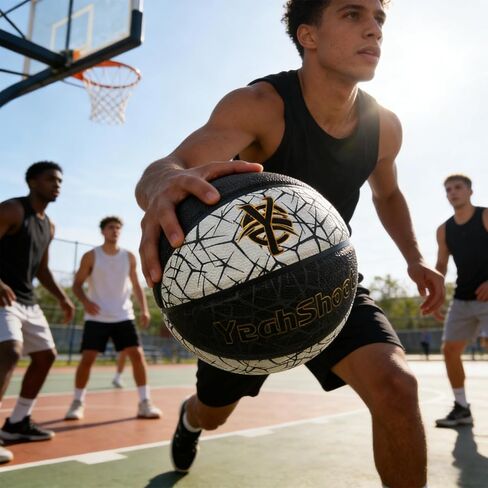 Glow in The Dark Basketball - Holographic Glow Light Up Luminous Basketball for Outdoor Training & Night Games A Great Gift for Enthusiasts with Free Air Pump in Saudi Arabia