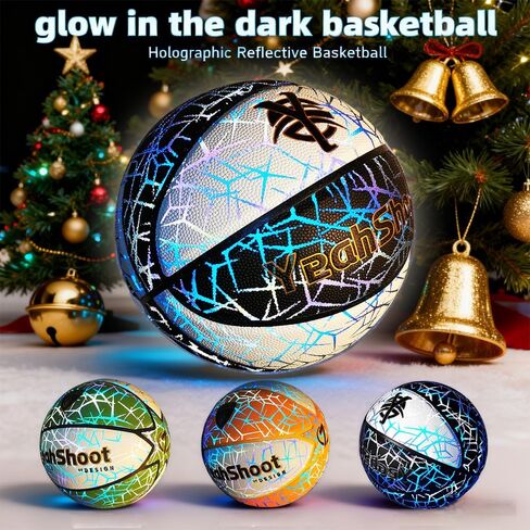 Glow in The Dark Basketball - Holographic Glow Light Up Luminous Basketball for Outdoor Training & Night Games A Great Gift for Enthusiasts with Free Air Pump in Saudi Arabia