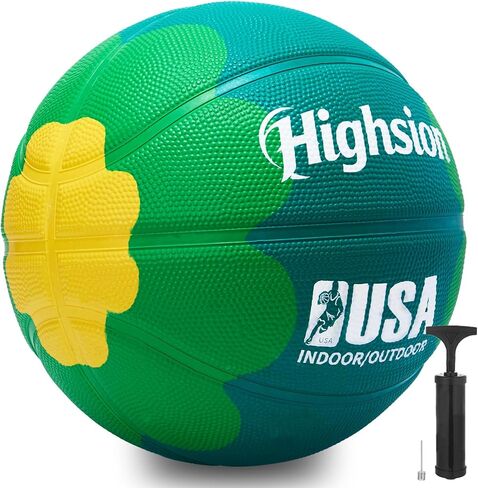 Kids Youth Size 5 Basketball 27.5 High-Bounce Thickened Rubber Outdoor 27.5 Basketball Size 5 for Boys Girls Play Game Gifts (Deflated,with Pump) in Saudi Arabia
