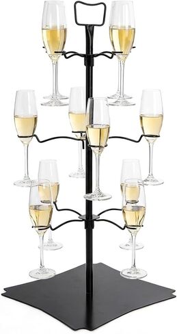 حامل شجرة الكوكتيل هيدوم، حامل زجاج الشمبانيا، 3 طبقات - 12 حامل عرض تذوق الطيران لزجاج النبيذ للكوكتيلات والشمبانيا وأكواب المارجريتا والمارتيني في الحفلات وحفلات الزفاف وحفلات الزفاف in Kuwait