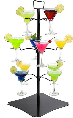 حامل شجرة الكوكتيل هيدوم، حامل زجاج الشمبانيا، 3 طبقات - 12 حامل عرض تذوق الطيران لزجاج النبيذ للكوكتيلات والشمبانيا وأكواب المارجريتا والمارتيني في الحفلات وحفلات الزفاف وحفلات الزفاف in Kuwait
