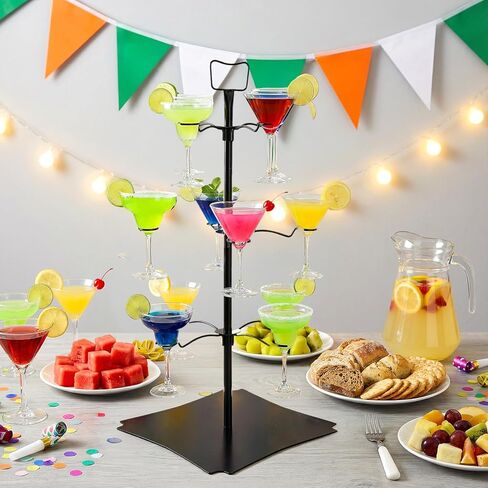 حامل شجرة الكوكتيل هيدوم، حامل زجاج الشمبانيا، 3 طبقات - 12 حامل عرض تذوق الطيران لزجاج النبيذ للكوكتيلات والشمبانيا وأكواب المارجريتا والمارتيني في الحفلات وحفلات الزفاف وحفلات الزفاف in Kuwait