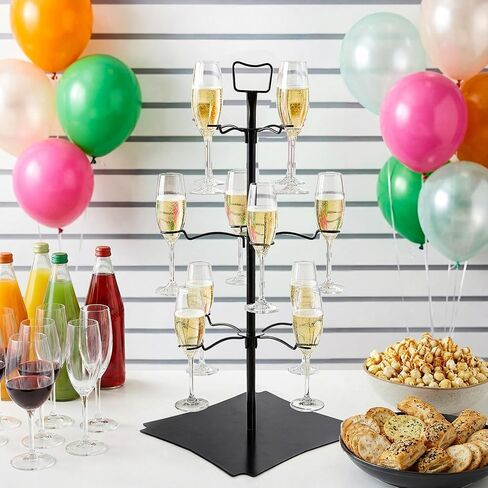 حامل شجرة الكوكتيل هيدوم، حامل زجاج الشمبانيا، 3 طبقات - 12 حامل عرض تذوق الطيران لزجاج النبيذ للكوكتيلات والشمبانيا وأكواب المارجريتا والمارتيني في الحفلات وحفلات الزفاف وحفلات الزفاف in Kuwait