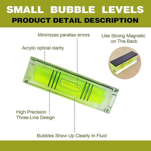 4 قطع مغناطيسية عالية الدقة مستوى الفقاعات الصغيرة 52 × 20 × 15 ملم ثلاثة خطوط أفقية صغيرة مستوى الروح للصور معلقة طابعة ثلاثية الأبعاد RV التخييم والنجارة in Kuwait