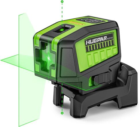 HUEPAR 5 Point Self Leveling Laser Alignment Tool with Plus Mode (98-165Ft), Laser Plumb Dots Level with 360° Magnetic Base Includes 2 AA Batteries & Hard Carrying Case - PL500G in Saudi Arabia