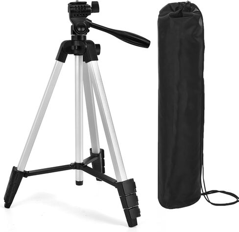 55 inch Aluminum Laser Level Tripod with Green Bubble Level, Lightweight Quick Release Plate, 1/4"-20 Screw, 3D Pan Head for Laser Line Leveling, Silver in Kuwait