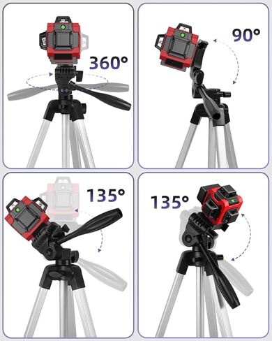 55 inch Aluminum Laser Level Tripod with Green Bubble Level, Lightweight Quick Release Plate, 1/4"-20 Screw, 3D Pan Head for Laser Line Leveling, Silver in Kuwait