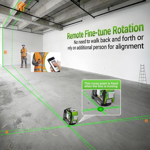 Huepar 2026 Upgraded 360 Laser Level with Electric Fine Adjustment Rotating Base, Fixed-Point Pivot Alignment, Remote Control, Rechargeable, 1/13" High Accuracy Self Leveling Lazer Leveler, Pluse Mode in Saudi Arabia