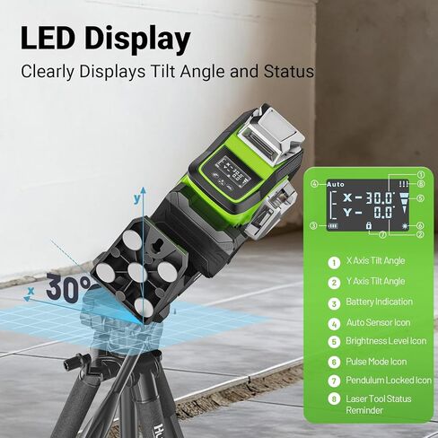 Huepar 2026 Upgraded 360 Laser Level with Electric Fine Adjustment Rotating Base, Fixed-Point Pivot Alignment, Remote Control, Rechargeable, 1/13" High Accuracy Self Leveling Lazer Leveler, Pluse Mode in Saudi Arabia