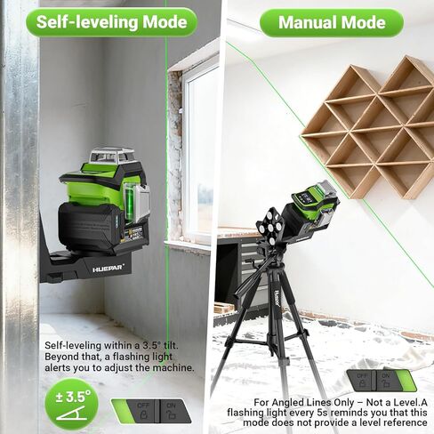 Huepar 2026 Upgraded 360 Laser Level with Electric Fine Adjustment Rotating Base, Fixed-Point Pivot Alignment, Remote Control, Rechargeable, 1/13" High Accuracy Self Leveling Lazer Leveler, Pluse Mode in Saudi Arabia