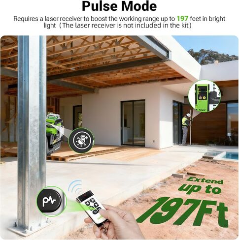 Huepar 2026 Upgraded 360 Laser Level with Electric Fine Adjustment Rotating Base, Fixed-Point Pivot Alignment, Remote Control, Rechargeable, 1/13" High Accuracy Self Leveling Lazer Leveler, Pluse Mode in Saudi Arabia