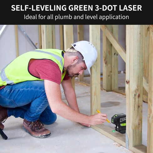 Firecore 3 Spot Laser Level, Green Beam Self-Leveling Laser Plumb Bob with Magnetic Base, 131-Foot Range, 2 AA Batteries and Carry Pouch Included - F301G in Saudi Arabia