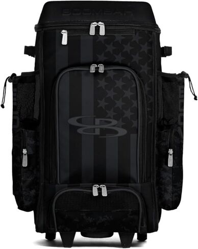 Boombah DEFCON Superpack Rolling Bat Bag - Telescopic Handle and Holds 4 Bats - Wheeled Version - USA Clandestine 2 Black/Charcoal in Saudi Arabia