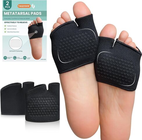 Metatarsal Pads for Women & Men - 1 Pair Ball of Foot Cushion with Gel Pads for Pain Relief, Metatarsalgia, Morton's Neuroma - Foot Pads Support for Walking, Running, Standing (Large, Black) in Kuwait