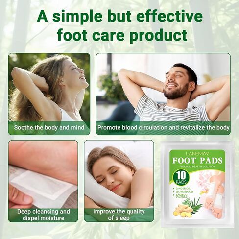 Deep Cleansing Foot Patches, Natural Ingredients for Food Care, Bamboo Vinegar & Ginger Oil, Goodnight Foot Pads, Helps Reduce Foot Odor, Sleep Better, Remove Tension, Fragrance-free Type, 10 Pieces in Saudi Arabia