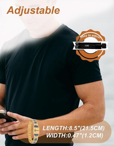 Magnetic Bracelet for Men, Christian Cross Jesus Stainless Steel Magnetic Therapy Bracelets, （Glod） in Kuwait