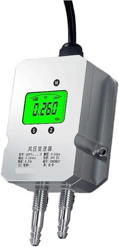 Differential pressure transmitter Wind Pressure Transmitter Pipeline Micro Differential Pressure Gauge Negative Pressure Fan Furnace Digital Display Differential Pressure Sensor(0-10kpa[waterproofmode in Kuwait