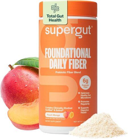 Supergut Foundational Daily Fiber Powder, Sugar Free & Vegan Prebiotic Fiber Blend for Gut Health & Digestive Support, Supplement for Men & Women with Solnul & Sunfiber, Unflavored, 20 Servings in Saudi Arabia