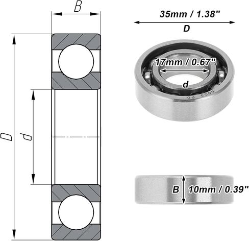 ACROPIX 6003 Deep Groove Ball Bearings P0 17x35x10mm Lubricated Bearings Open Type Silver Tone Scooter Skateboard Wheel 2 Pcs in Kuwait