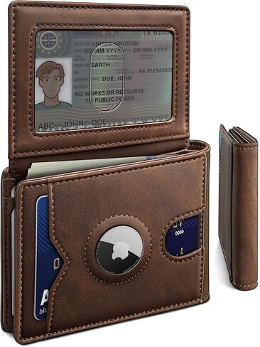 محفظة Airtag للرجال ، مع Pocket 2 Id Window 13 بطاقة ، حامل بطاقة الجيب الأمامي من الجلد النحيف RFID مع صندوق الهدايا in Saudi Arabia