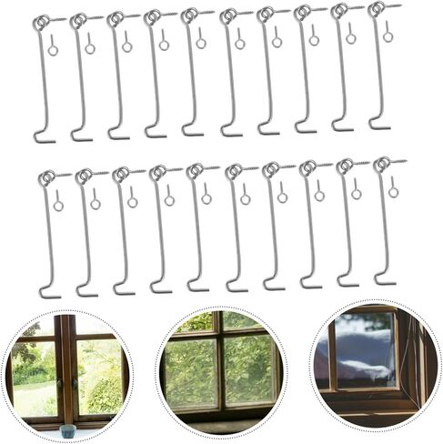 Mipcase 20Sets Stainless Steel Hook and Eye Latch Heavy Duty Cabin Hooks for Windows Doors Multi Functional Interior Door Latch Kit Elegant and Practical Design for Home Decor in Saudi Arabia