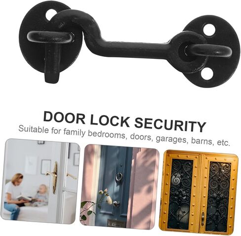 jojofuny 1Set Decorative Cast Hook and Eye Latch Durable Garage Door Latch for Decor Sturdy Design Resistant Easy to Style Hook Latch with Screws in Saudi Arabia