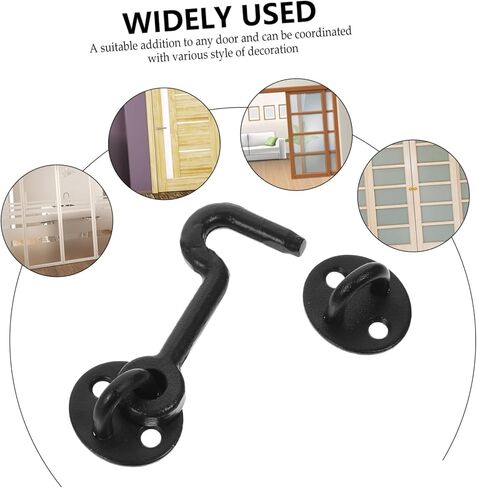 jojofuny 1Set Decorative Cast Hook and Eye Latch Durable Garage Door Latch for Decor Sturdy Design Resistant Easy to Style Hook Latch with Screws in Saudi Arabia