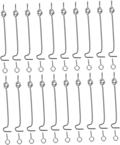 POPETPOP 20Sets Stainless Steel Hook and Eye Latch for Doors and Windows Easy to Install Windproof Design Secure Indoor Door Latch Kit Cabin Hooks for Home Use in Saudi Arabia
