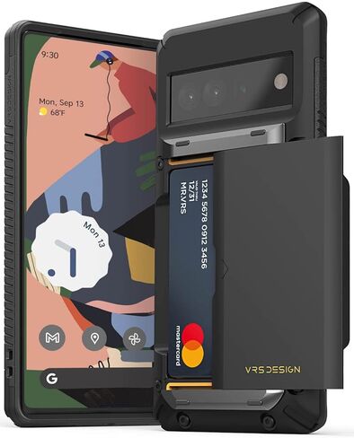 VRS Design Damda Glide Pro for Pixel 10 / Pixel 10 Pro (2025) - حالة محفظة وعرة مع حامل بطاقة Auto Semi القوية [4 بطاقات] غطاء هاتف واقعي (أسود غير لامع) in Kuwait