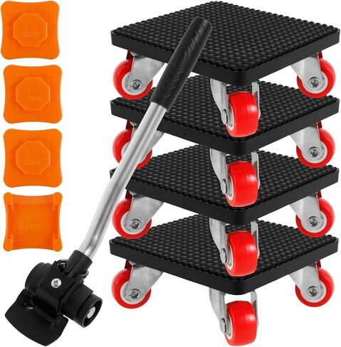 مجموعة أدوات رفع الأثاث، محركات الأثاث ذات العجلات، دوللي الأثاث 4 عجلات، رافعات الأثاث بسعة 880 رطل، محرك الأثاث القابل للدوران 360 درجة مع رافع لخزانة أريكة الثلاجة in Kuwait