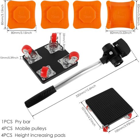 مجموعة أدوات رفع الأثاث، محركات الأثاث ذات العجلات، دوللي الأثاث 4 عجلات، رافعات الأثاث بسعة 880 رطل، محرك الأثاث القابل للدوران 360 درجة مع رافع لخزانة أريكة الثلاجة in Kuwait