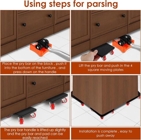 مجموعة أدوات رفع الأثاث، محركات الأثاث ذات العجلات، دوللي الأثاث 4 عجلات، رافعات الأثاث بسعة 880 رطل، محرك الأثاث القابل للدوران 360 درجة مع رافع لخزانة أريكة الثلاجة in Kuwait