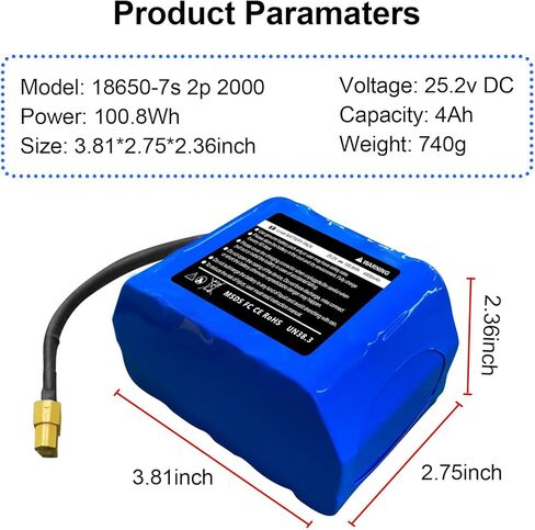 حزمة بطارية قابلة لإعادة الشحن 25.2 فولت 4 أمبير في الساعة بديلة لـ Jetson-Rave المتوافقة مع بطارية قابلة للشحن Hover-1 Superstar/Chrome 7S2P مع قابس XT60 (تناسب 29.4 فولت) in Kuwait