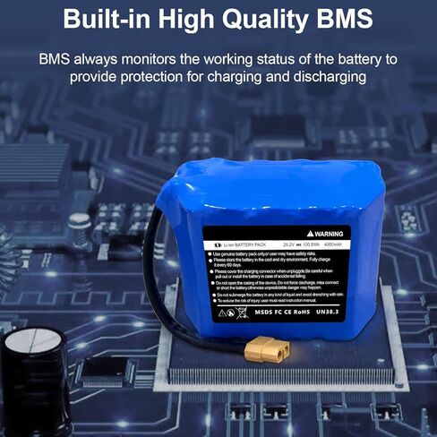 حزمة بطارية قابلة لإعادة الشحن 25.2 فولت 4 أمبير في الساعة بديلة لـ Jetson-Rave المتوافقة مع بطارية قابلة للشحن Hover-1 Superstar/Chrome 7S2P مع قابس XT60 (تناسب 29.4 فولت) in Kuwait