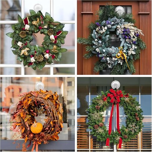 KORCCI Suction Cup Hooks for Shower-Max Load 10 LB, No Trace, Reusable & Removable, Small Clear Suction Hooks, for Tile, Glass, Window, Kitchen, Bathroom, Christmas Decor, Wreath, Lights, 2 Pack in Kuwait