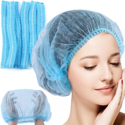 JMU Disposable Bouffant Caps Hair Net, 100-1000 Pcs 24" Non-Woven Hair Covers for Medical Lab Beauty Cooking, Blue in Saudi Arabia