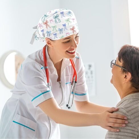 قبعات فرك للنساء على شكل ذيل حصان، قبعات جراحية مع ربطة شعر منتفخة، قبعات فرك قابلة للتعديل للشعر الطويل للممرضات، أقواس باستيل، قوس سلس جميل لطيف ملون متعدد الألوان in Kuwait